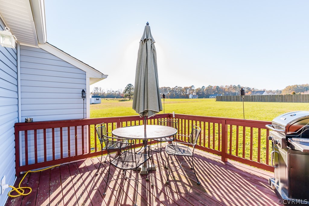 8398 Rowanty Road Carson, VA 23830 - Photo 23 of 34 a view of balcony with wooden floor and outdoor seating
