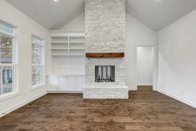 a view of an empty room with empty racks