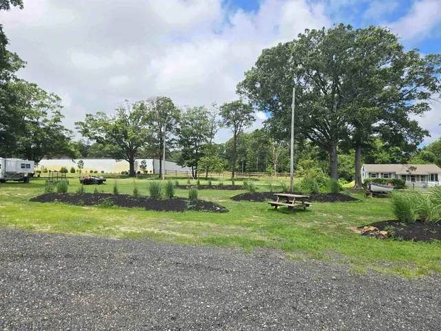 a green field with lots of tress in it