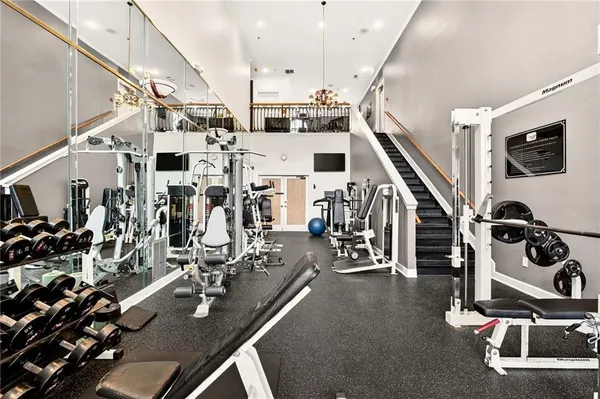 a view of a room with gym equipment