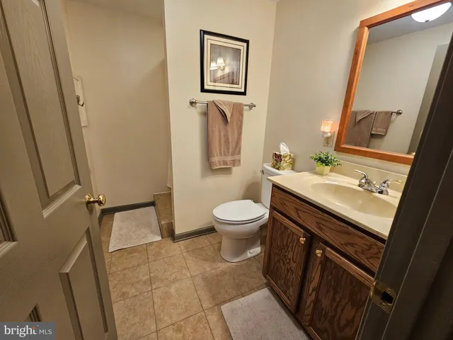 a bathroom with a sink a toilet and mirror