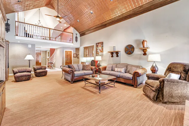 a living room with furniture