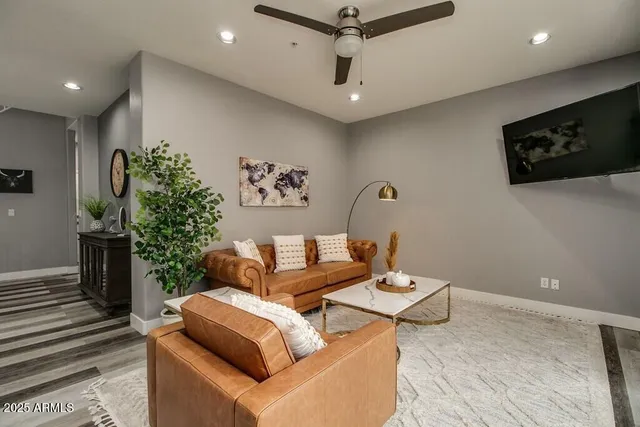 a living room with furniture