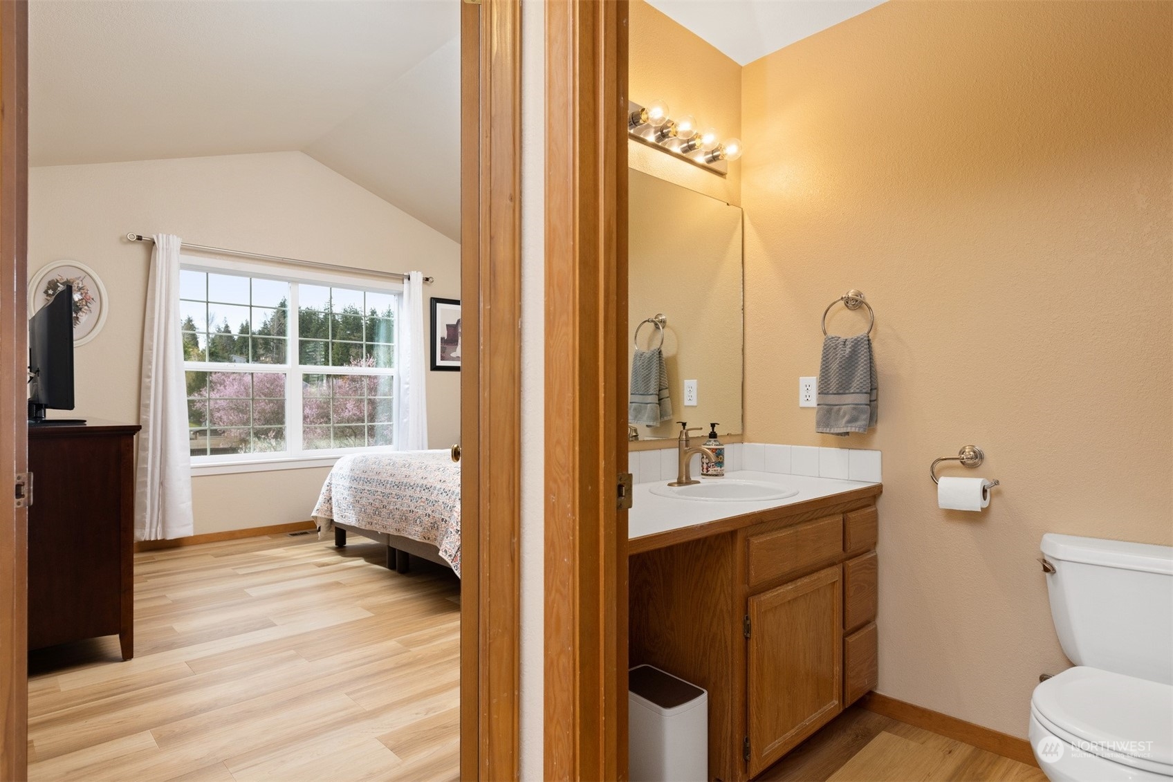 1308 Roma Road Bellingham, WA 98226 - Photo 23 of 39 a en suite bathroom with a granite countertop sink and a mirror