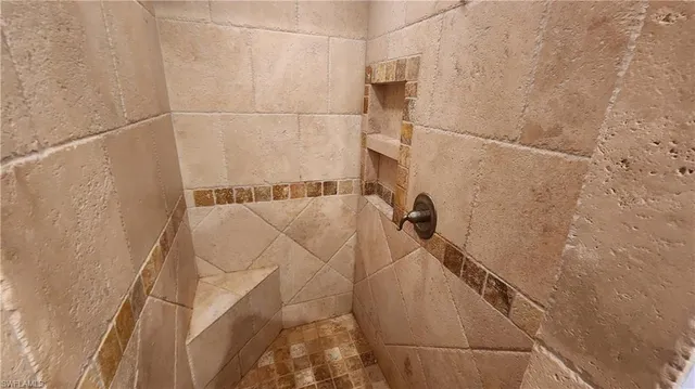 a bathroom with a bathtub