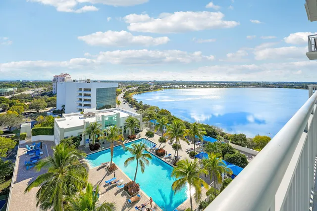 a view of a city and lake