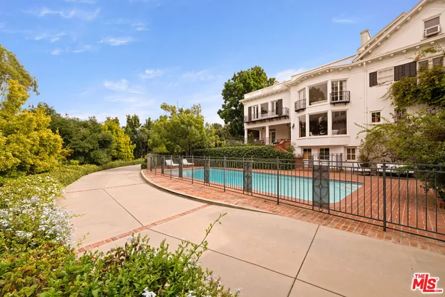 a view of a building from a balcony