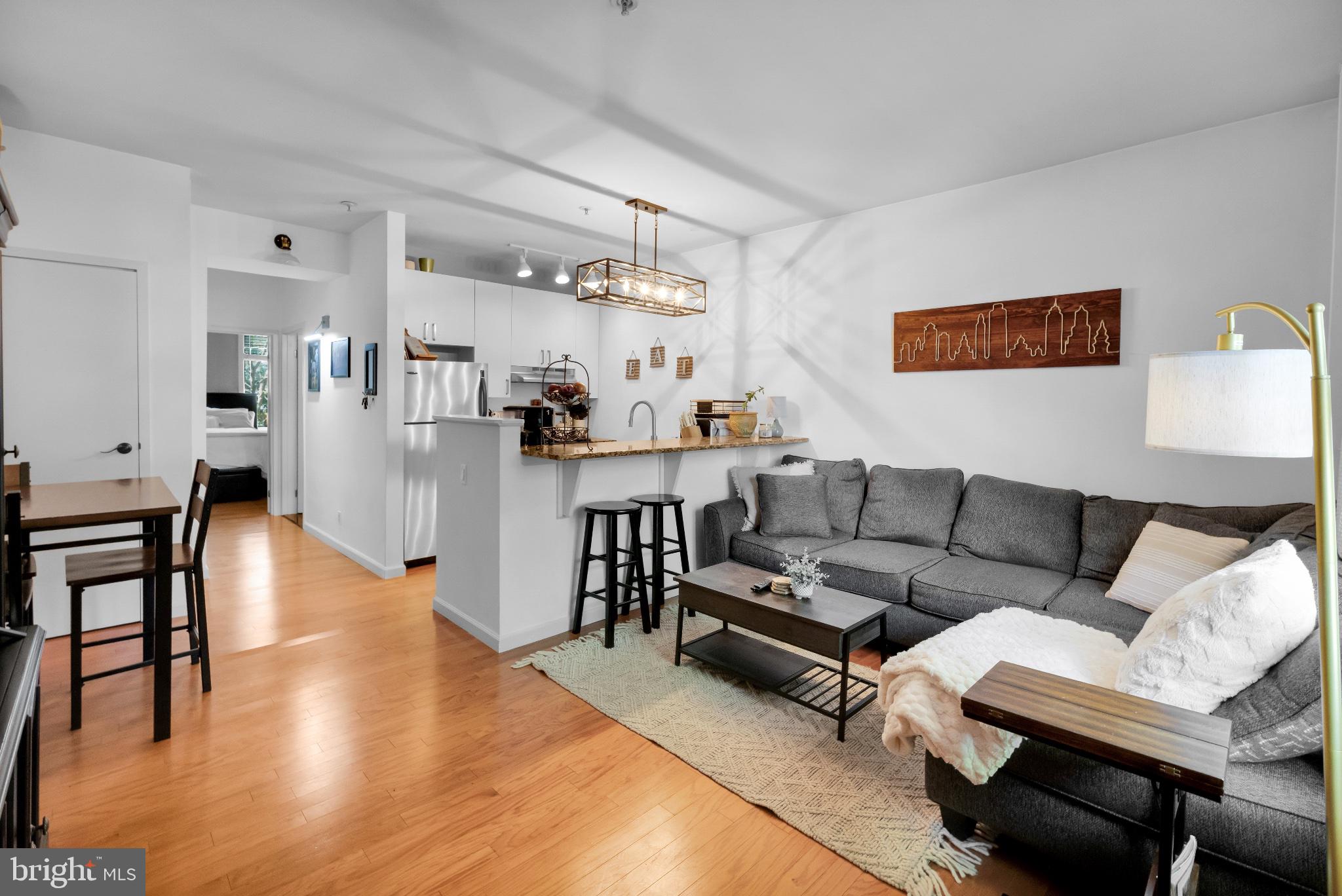 182 Gay Street, Unit 104 Philadelphia, PA 19128 - Photo 21 of 23 a living room with furniture and a wooden floor