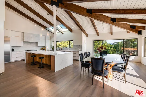 a kitchen with lots of counter top space