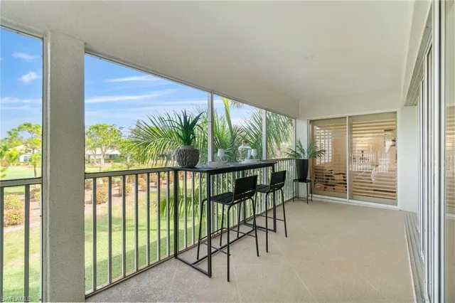 a balcony with a couch