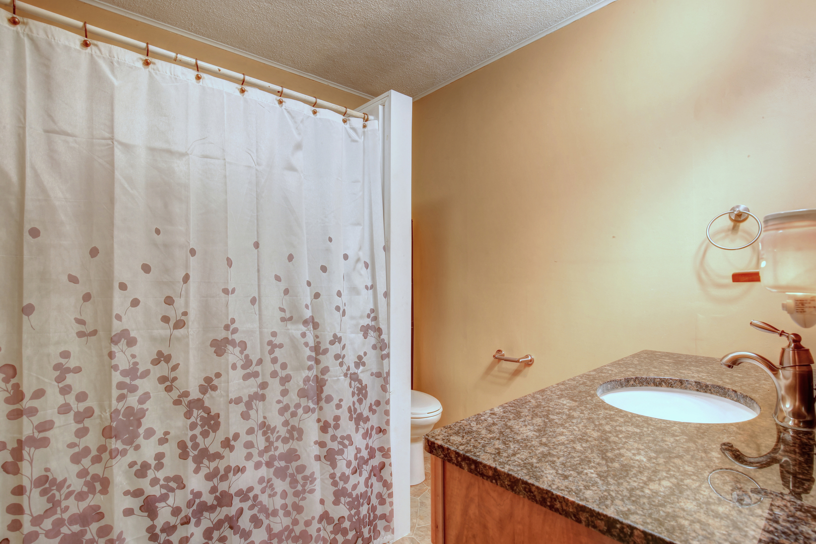 335 Dodge Street Cisco, IL 61830 - Photo 14 of 16 a bathroom with a granite countertop sink and a mirror