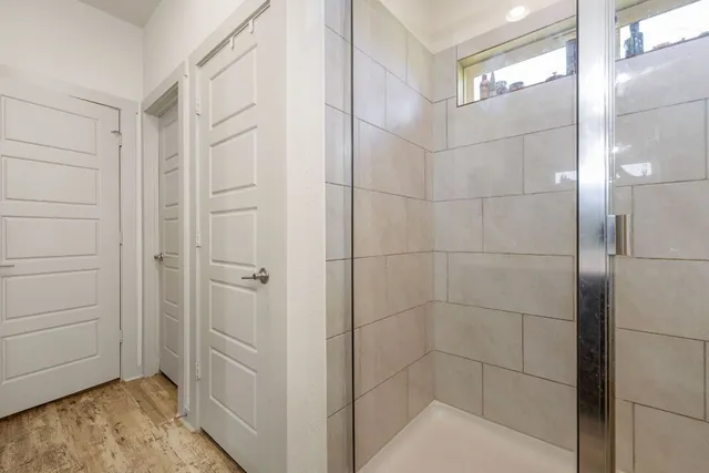 a bathroom with a shower