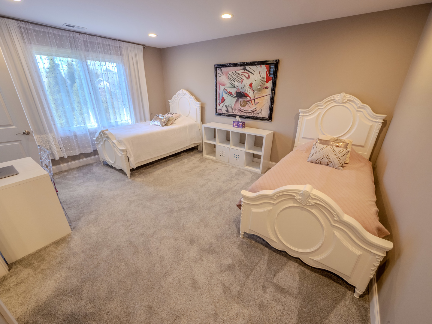2015 Tree Farm Court Buffalo Grove, IL 60089 - Photo 75 of 100 a spacious bedroom with a bed and a painting on the wall