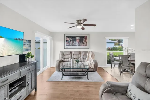 a living room with furniture