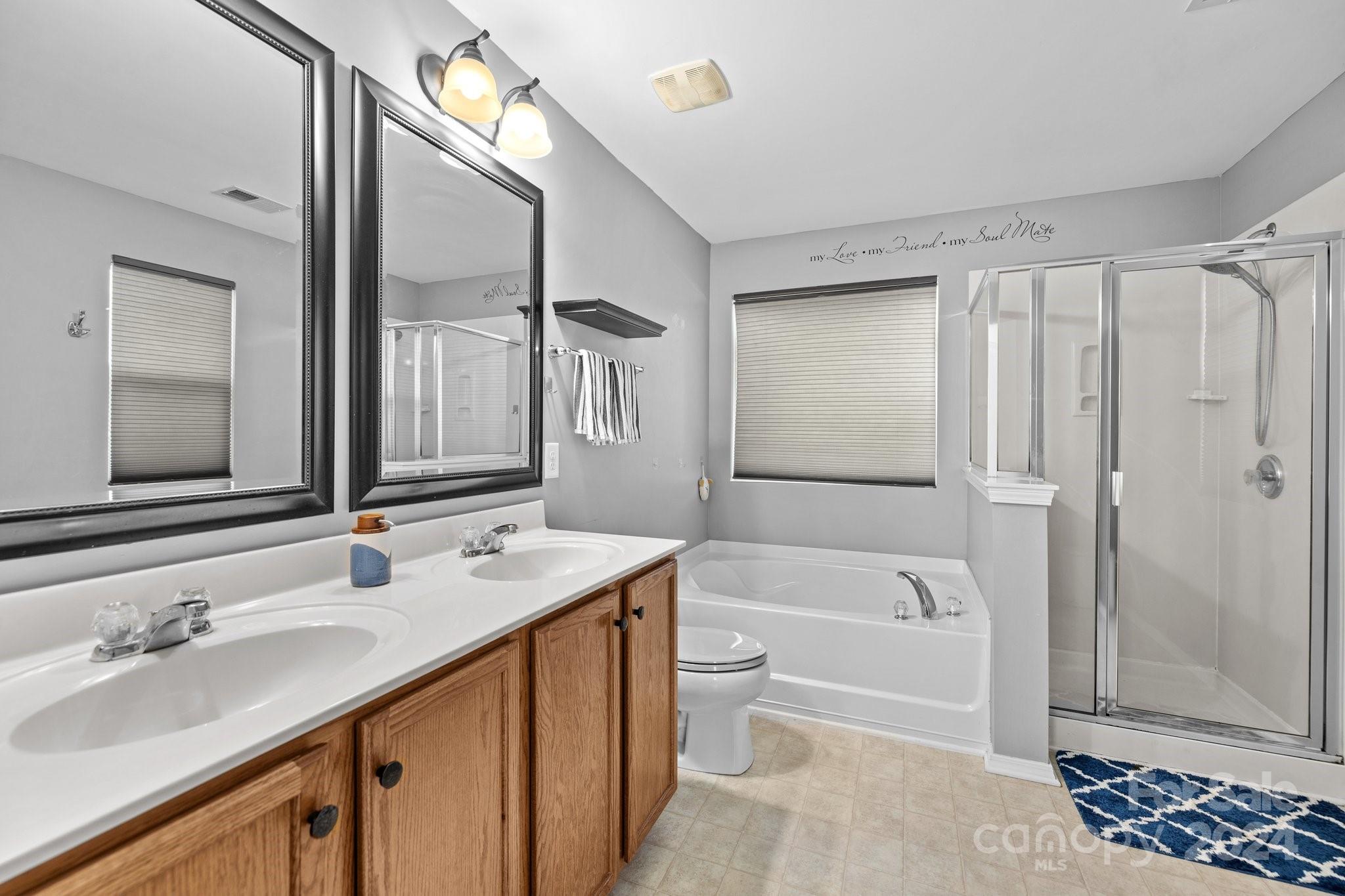 10231 Enniscrone Road Pineville, NC 28134 - Photo 33 of 44 a bathroom with a tub a sink and a large mirror
