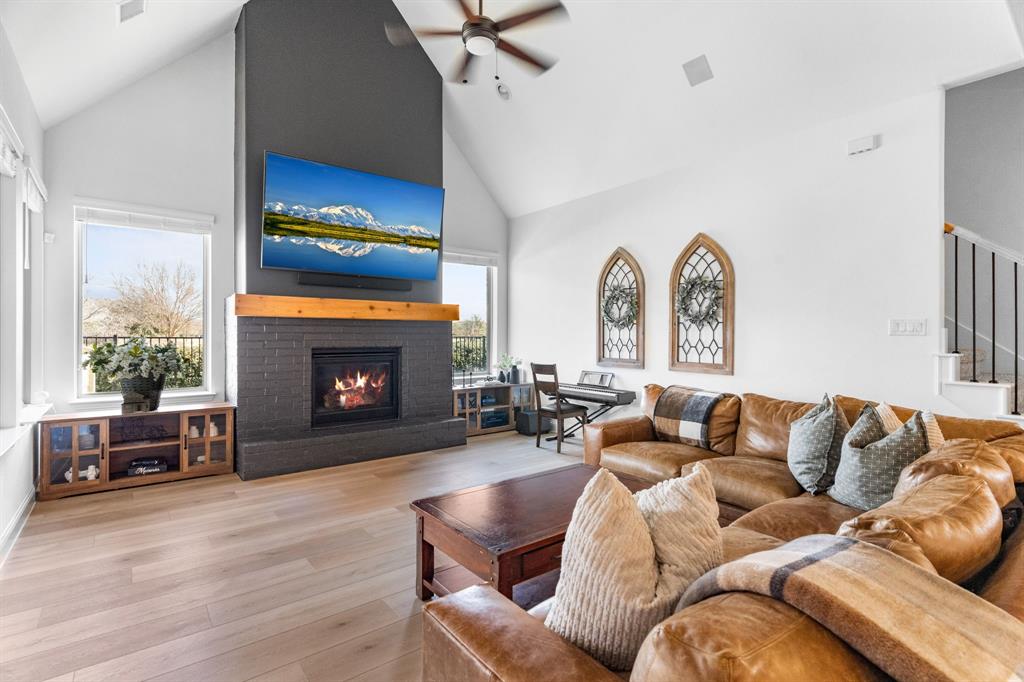 1898 Tumblegrass Road Frisco, TX 75033 - Photo 17 of 40 a living room with furniture fireplace and a fireplace