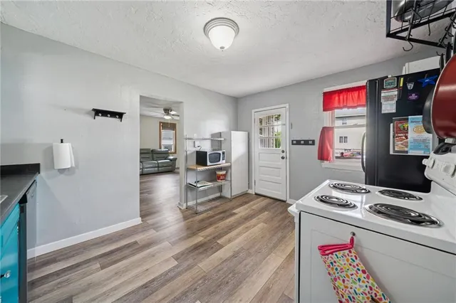 a view of kitchen and living room