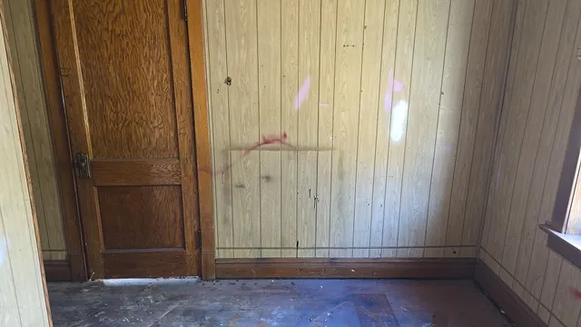 a view of wooden door