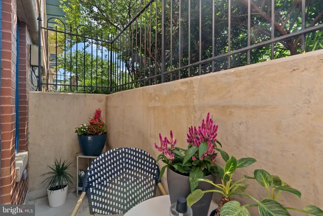 a outdoor view with a seating space