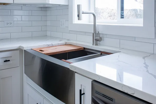 a close view of sink and dishwasher