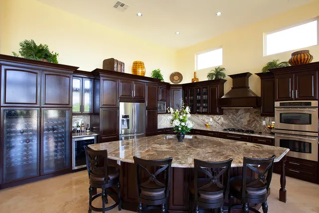 a dinning table and chairs in the patio