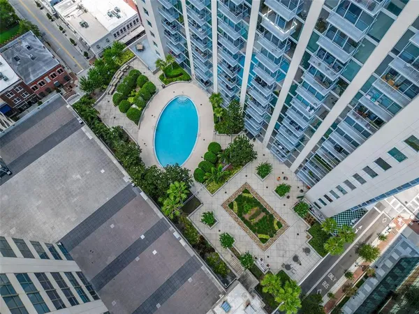 an aerial view of a house