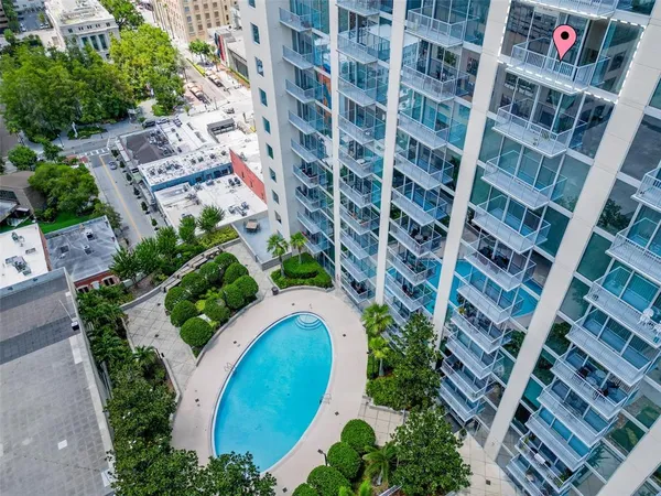 an aerial view of a house