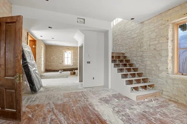 an empty room with windows