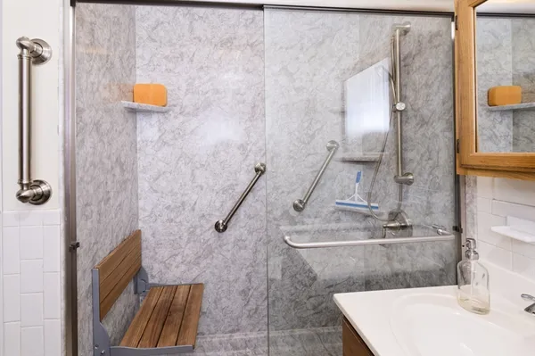 a bathroom with a shower