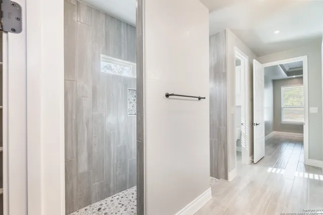 a view of a entryway with a fan