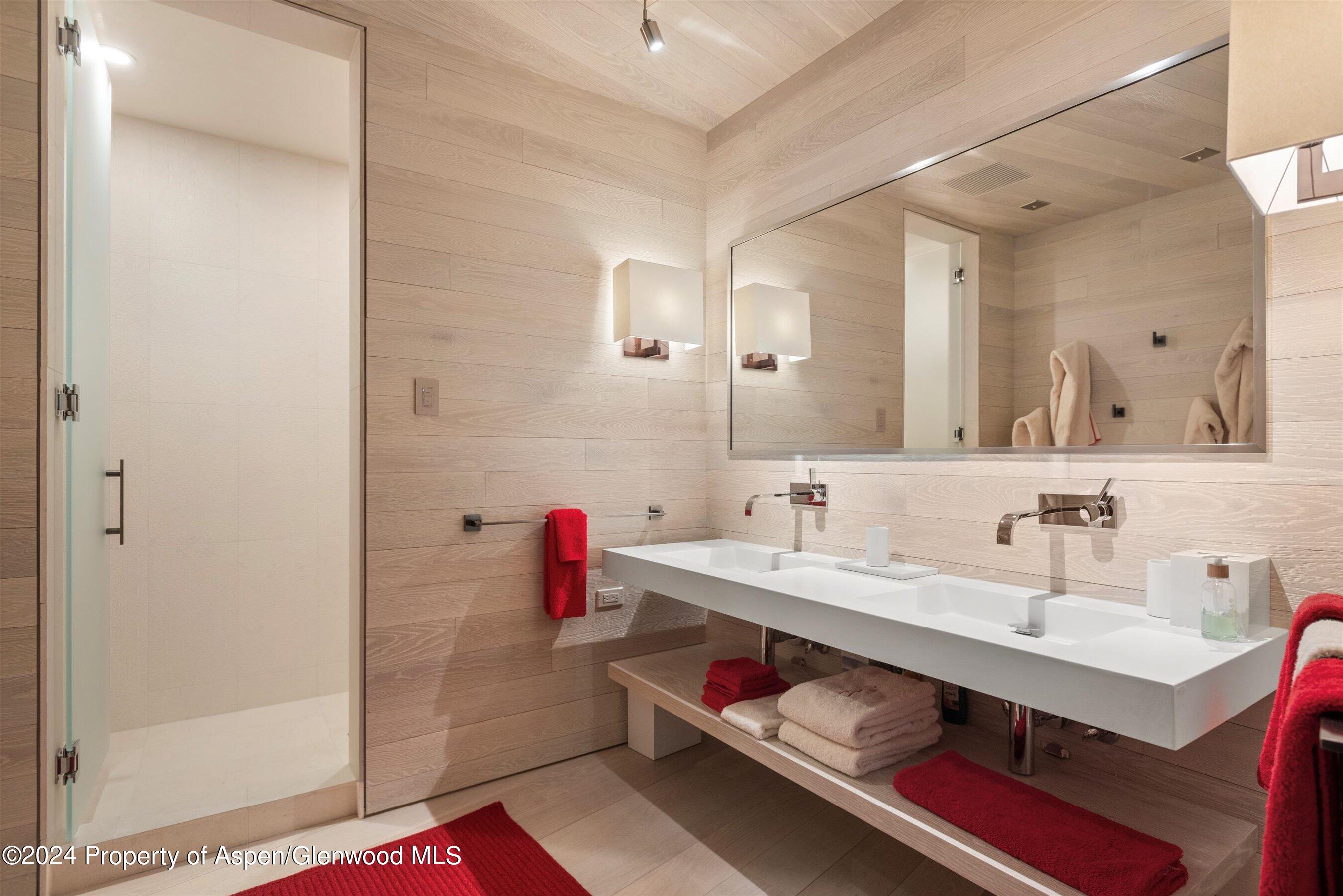 600 Nell Erickson Road Aspen, CO 81612 - Photo 27 of 40 a bathroom with a sink vanity and a mirror