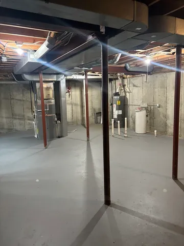 a view of a room with glass door