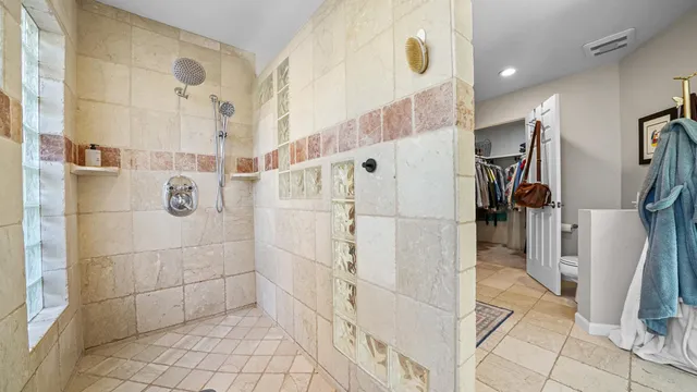a bathroom with a shower