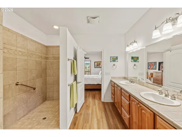 a bathroom with a shower