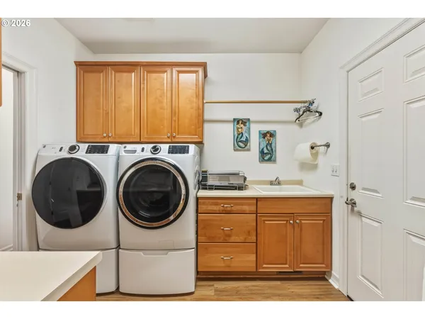 a view of balcony with wooden floor