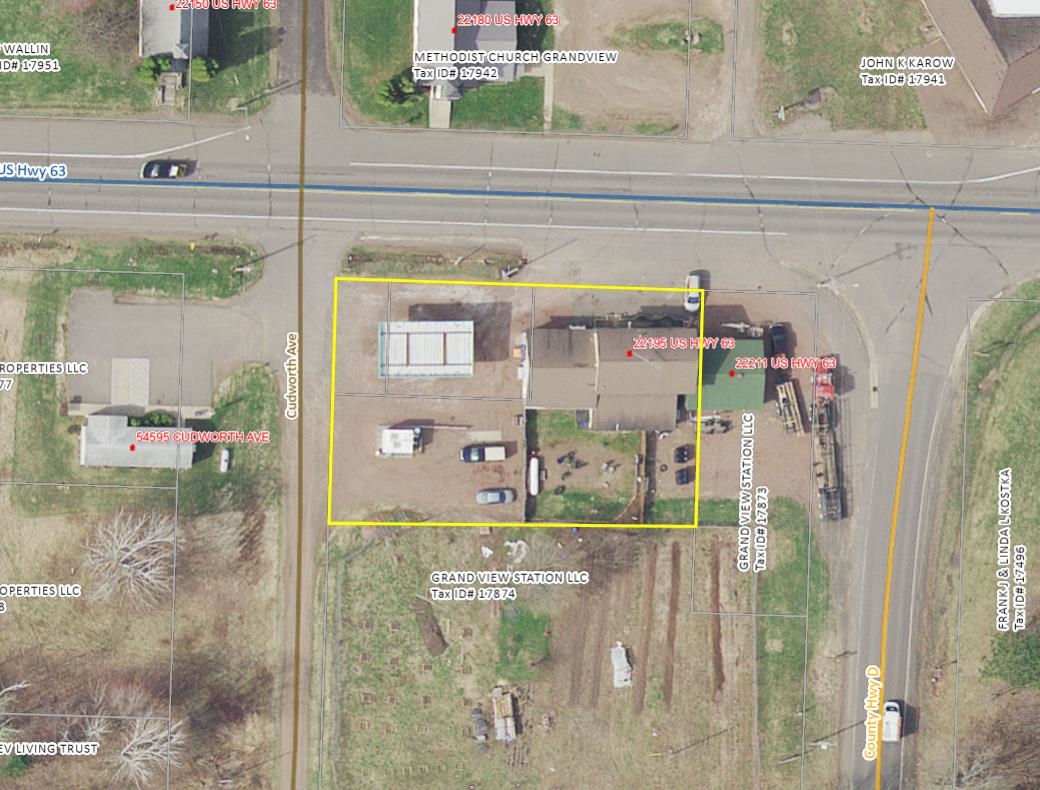 22195 Highway 63 Grand View, WI 54839 - Photo 8 of 32 Aerial overview of property's location with property parcel outlined