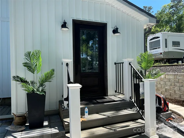 a view of a wooden roof deck