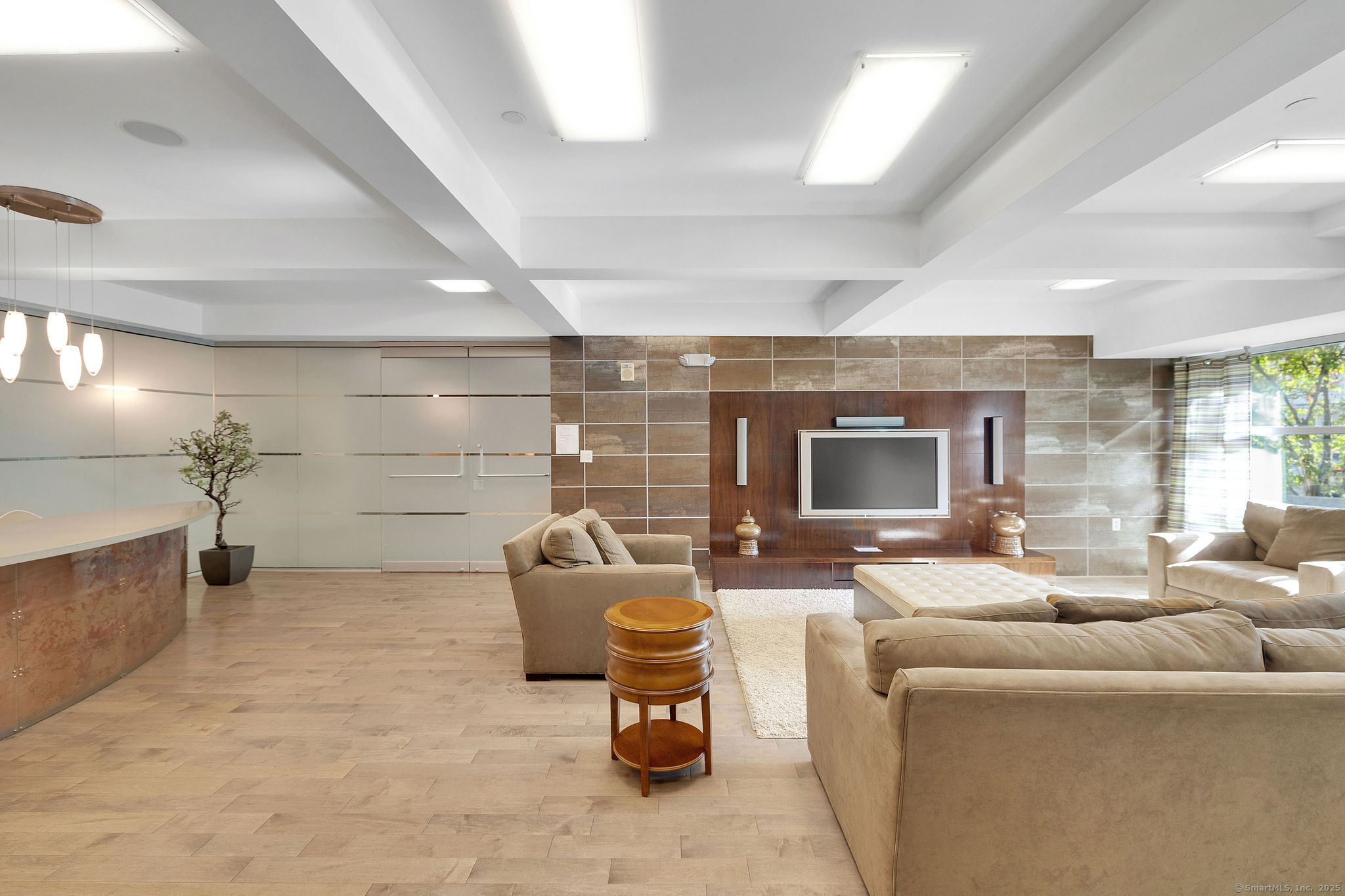 1515 Summer Street, Unit 302 Stamford, CT 06905 - Photo 25 of 33 a living room with furniture and a fireplace