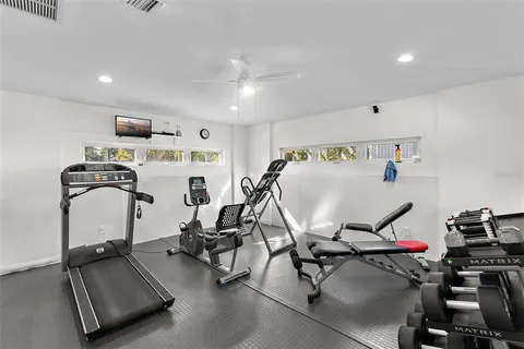 a view of a room with gym equipment