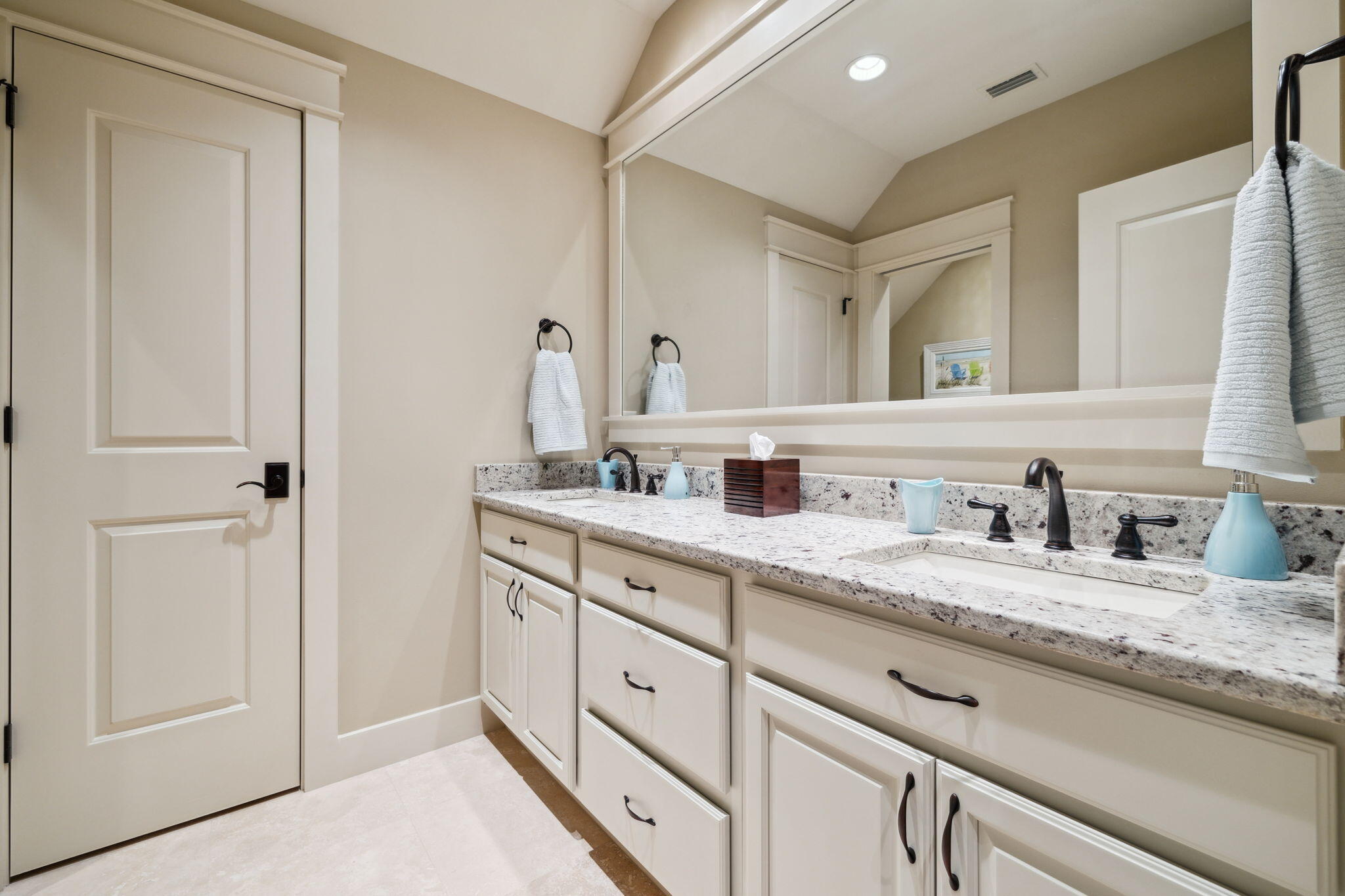45 Plimsoll Way Santa Rosa Beach, FL 32459 - Photo 32 of 42 a bathroom with a granite countertop sink double and mirror