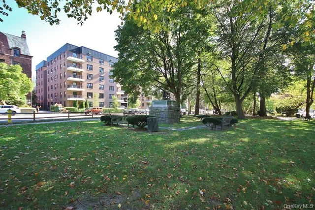 a view of a building with garden