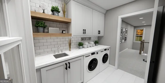 a view of kitchen and sink