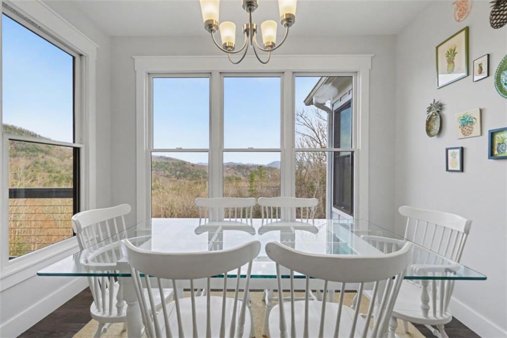 452 Chestnut Mountain Road Blairsville, GA 30512 - Photo 31 of 77 a view of a dining room with furniture window and outside view