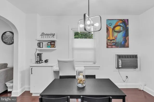 a workspace with furniture and window