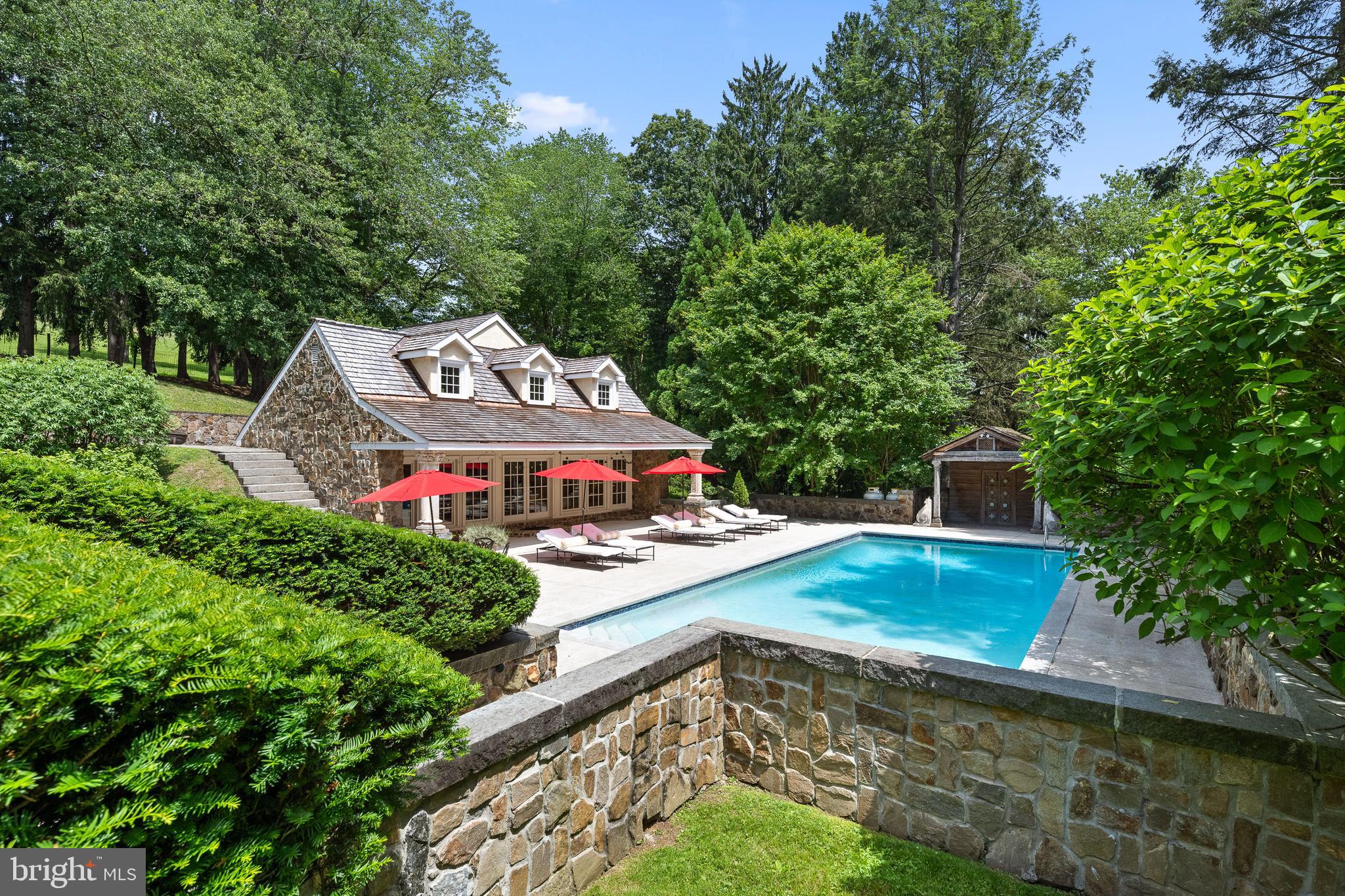 1740 Lenape Road West Chester, PA 19382 - Photo 65 of 120 Stone Walls & Hydrangea Surround Pool