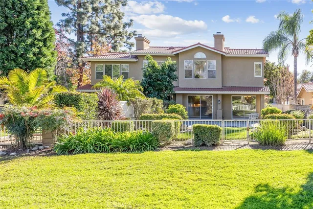 a view of a lake with a big yard