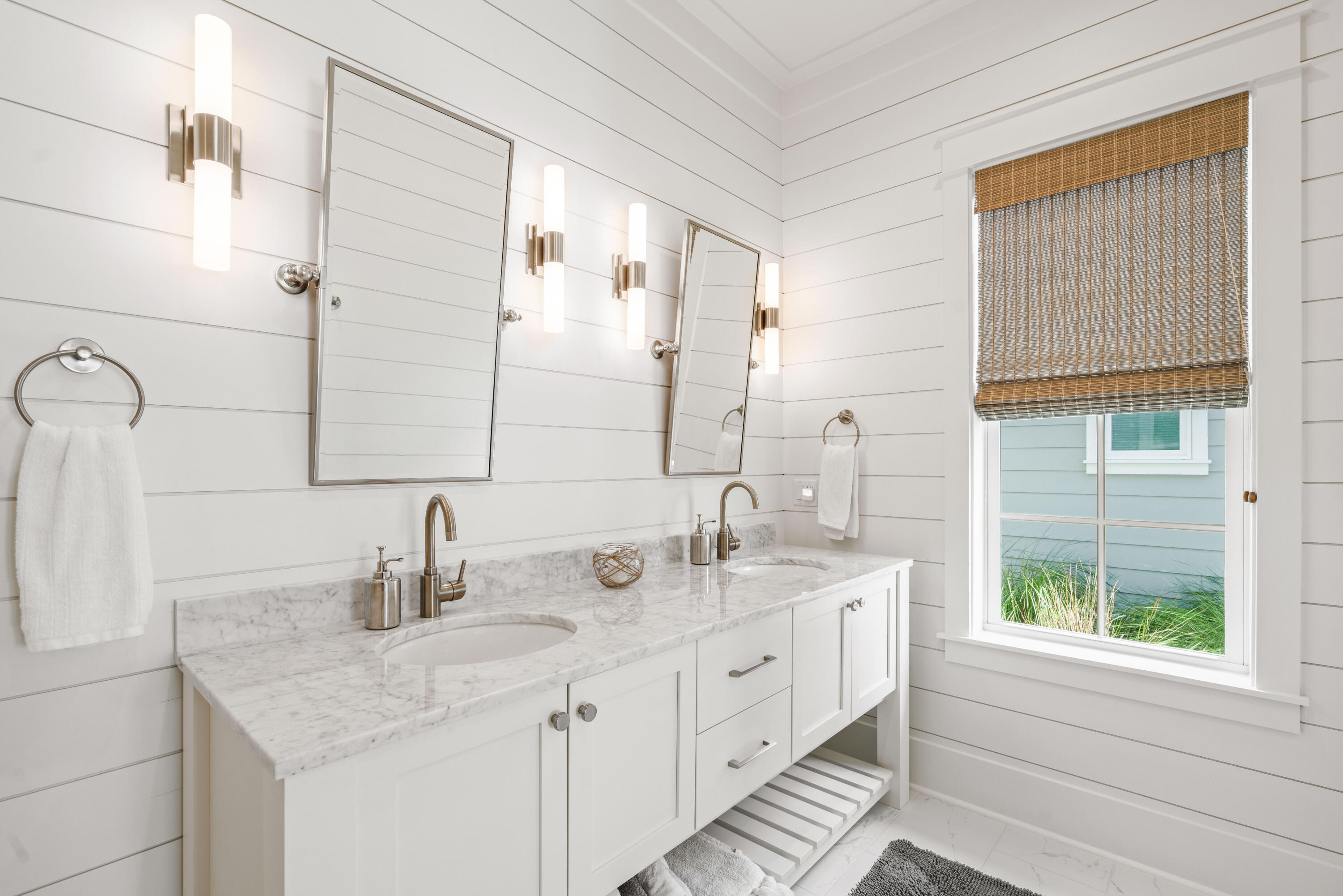 888 Pathways Dr Inlet Beach Inlet Beach, FL 32461 - Photo 27 of 43 a bathroom with double vanity and a mirror