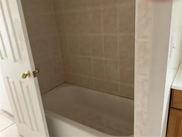 a bathroom with a bathtub