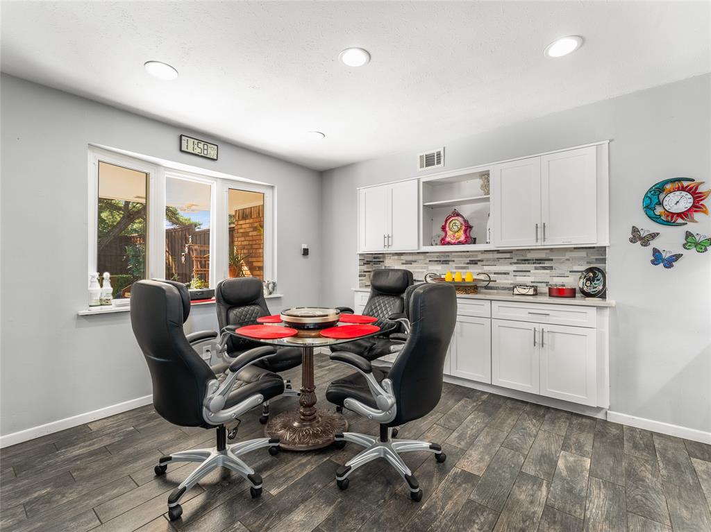 4446 Thunder Road Dallas, TX 75244 - Photo 14 of 39 Home office with recessed lighting and dark wood finished floors