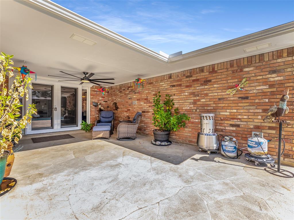 4446 Thunder Road Dallas, TX 75244 - Photo 32 of 39 View of patio / terrace with ceiling fan and french doors